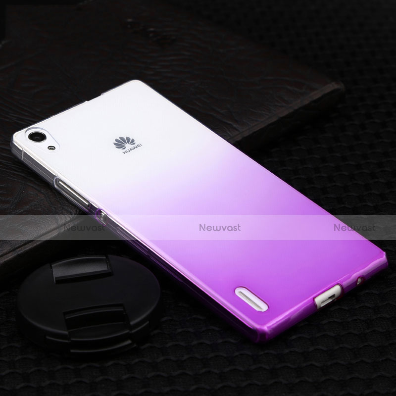 Transparent Gradient Hard Rigid Case for Huawei Ascend P7 Purple