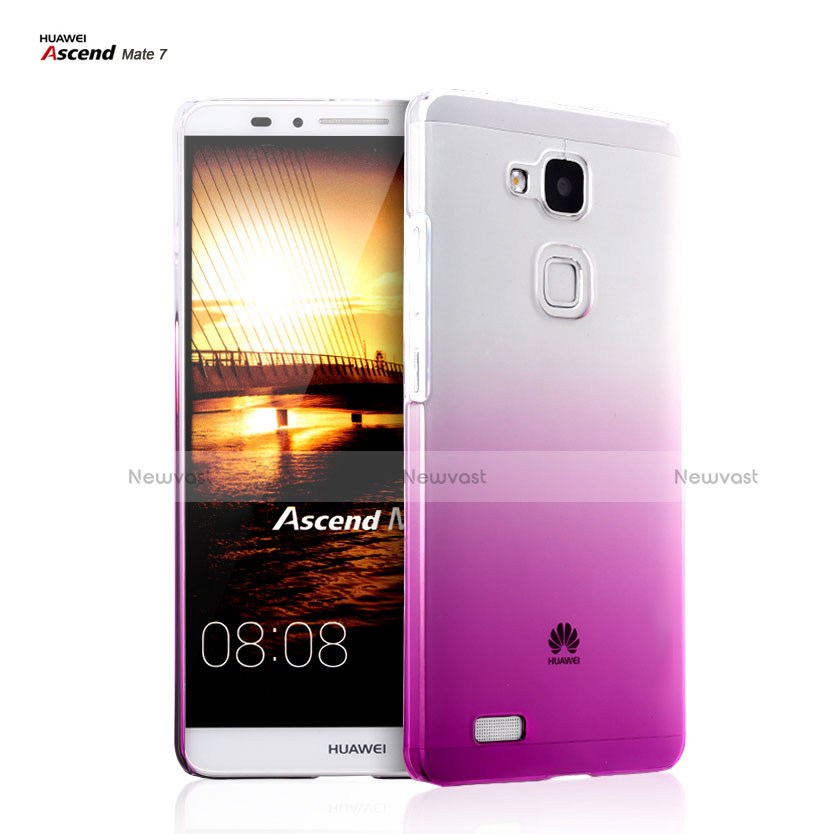 Transparent Gradient Hard Rigid Case for Huawei Mate 7 Hot Pink