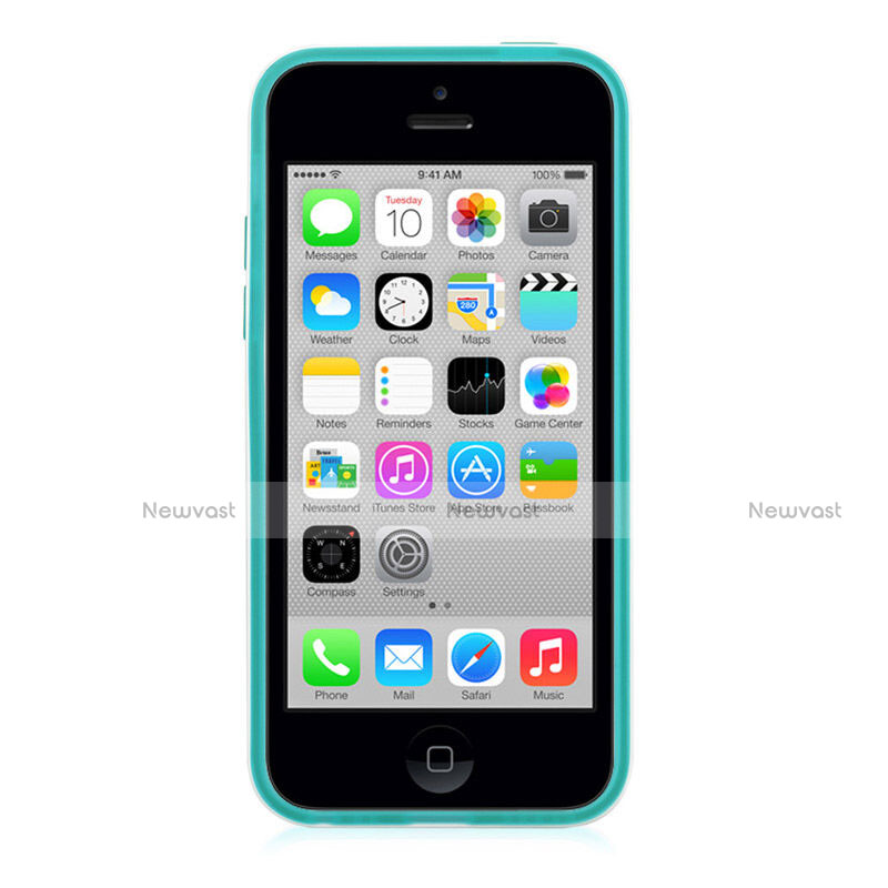 Transparent Silicone Matte Finish Frame Case for Apple iPhone 5C Sky Blue