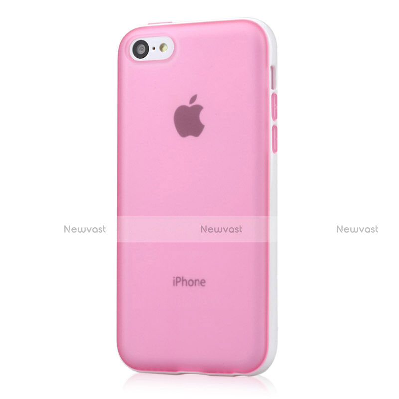 Transparent Silicone Matte Finish Frame Cover for Apple iPhone 5C Pink