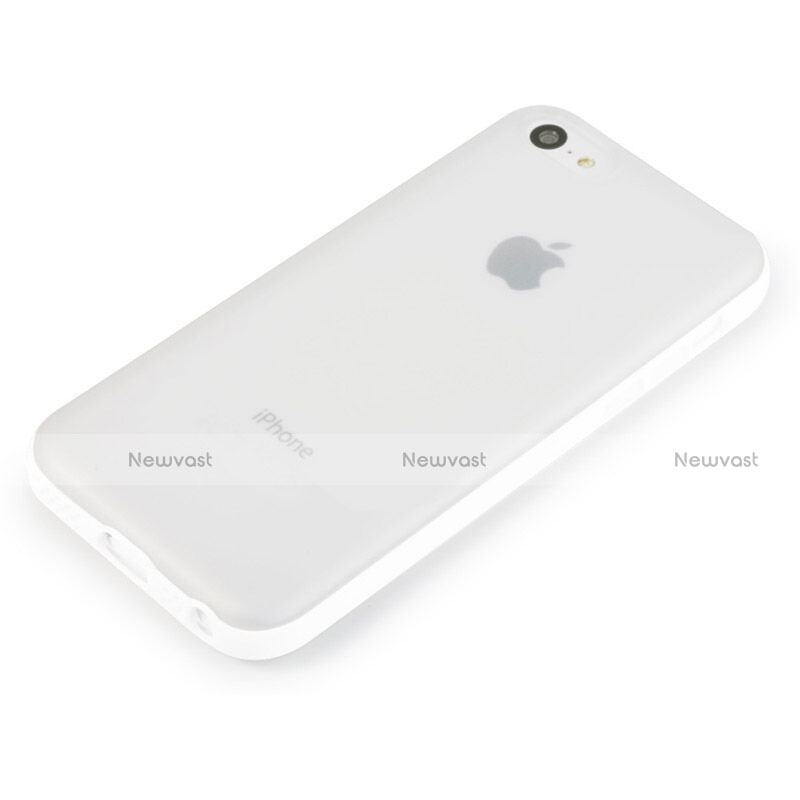 Transparent Silicone Matte Finish Frame Cover for Apple iPhone 5C White