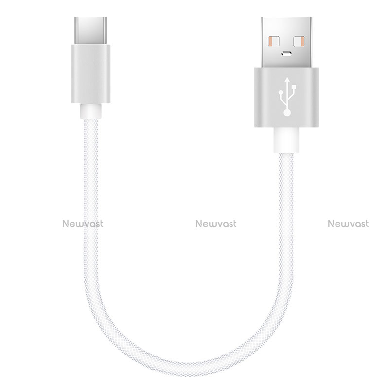 Type-C Charger USB Data Cable Charging Cord Android Universal 20cm S02 White