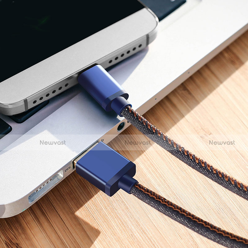 Type-C Charger USB Data Cable Charging Cord Android Universal T10 Blue
