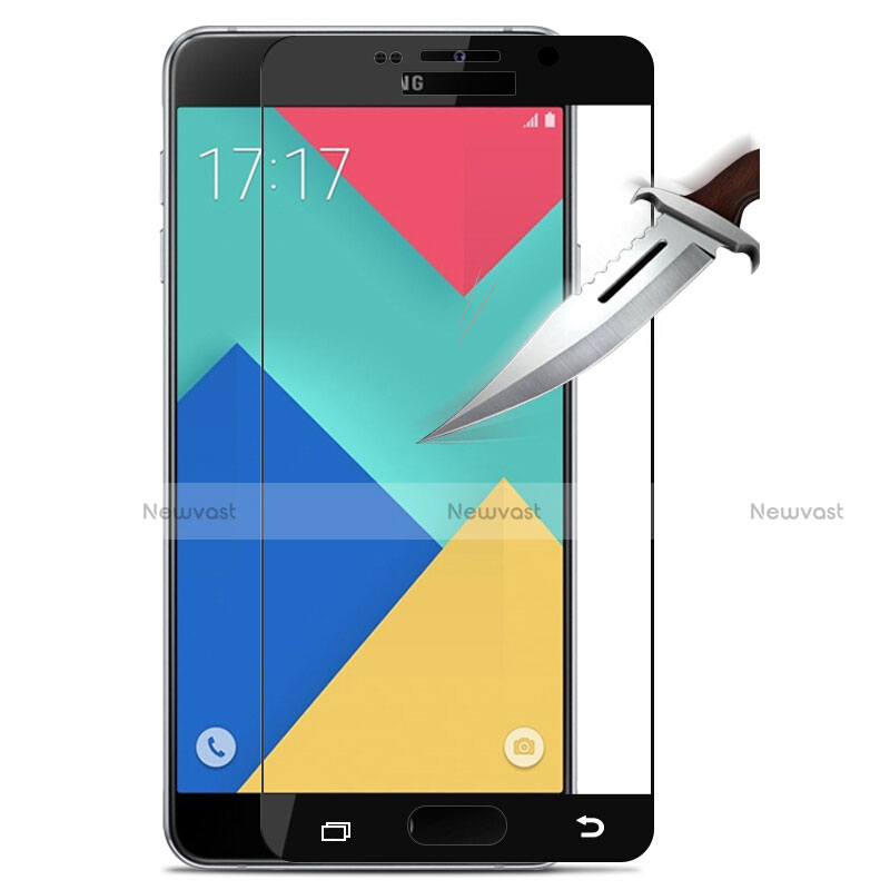 Ultra Clear Full Screen Protector Tempered Glass F02 for Samsung Galaxy A9 Pro (2016) SM-A9100 Black