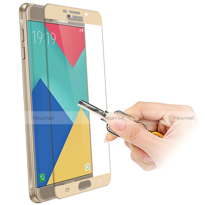 Ultra Clear Full Screen Protector Tempered Glass F04 for Samsung Galaxy A9 (2016) A9000 Gold