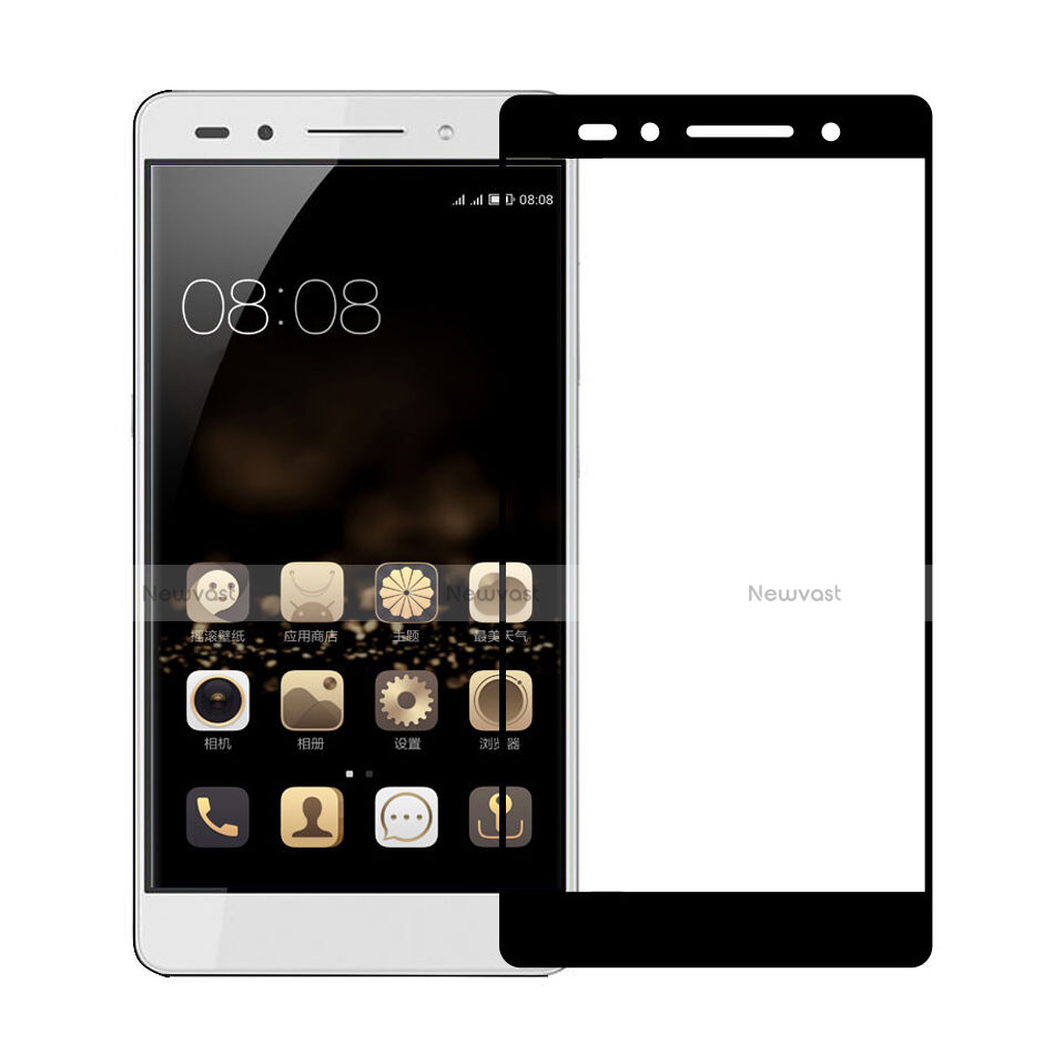 Ultra Clear Full Screen Protector Tempered Glass for Huawei Honor 7 Dual SIM Black