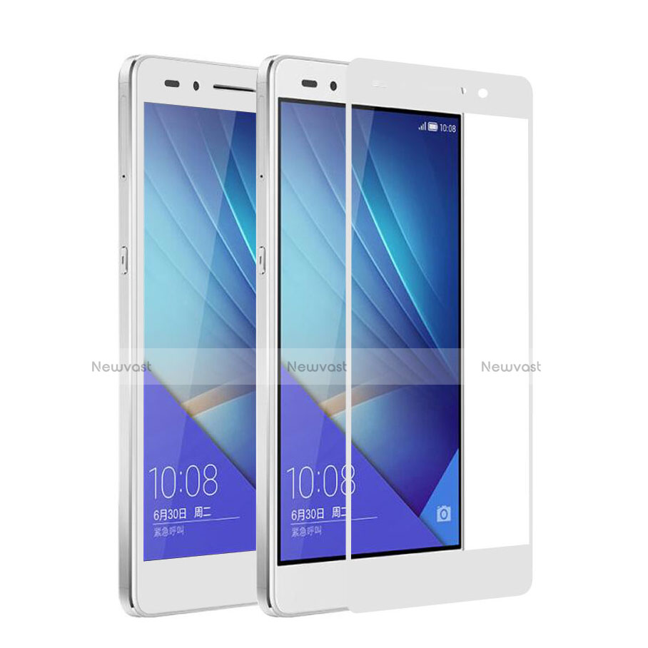 Ultra Clear Full Screen Protector Tempered Glass for Huawei Honor 7 Dual SIM White