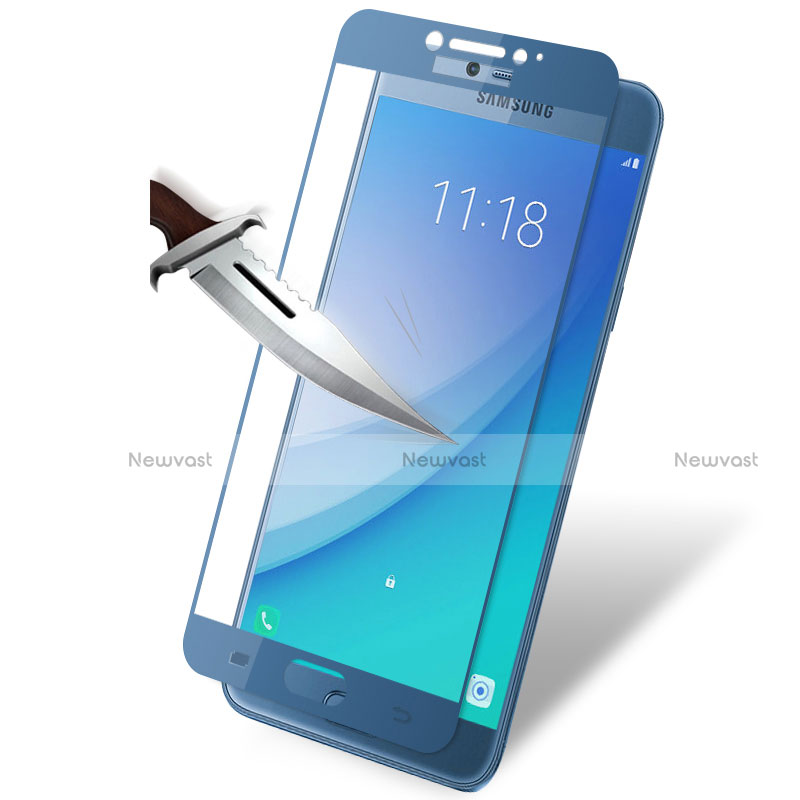 Ultra Clear Full Screen Protector Tempered Glass for Samsung Galaxy C7 Pro C7010 Blue