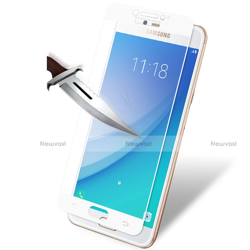 Ultra Clear Full Screen Protector Tempered Glass for Samsung Galaxy C7 Pro C7010 White