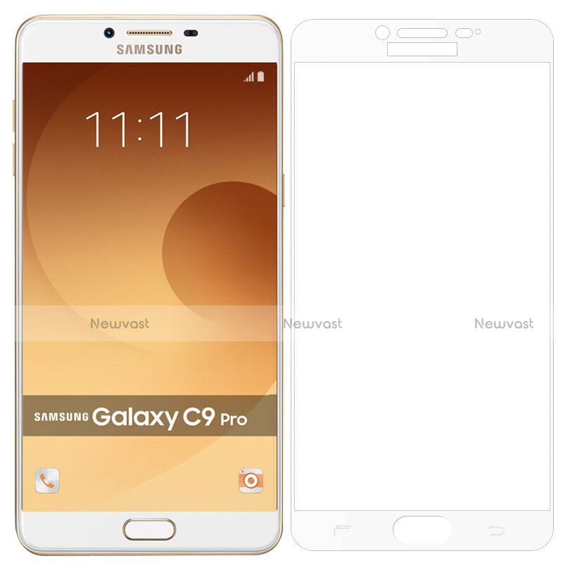 Ultra Clear Full Screen Protector Tempered Glass for Samsung Galaxy C9 Pro C9000 White