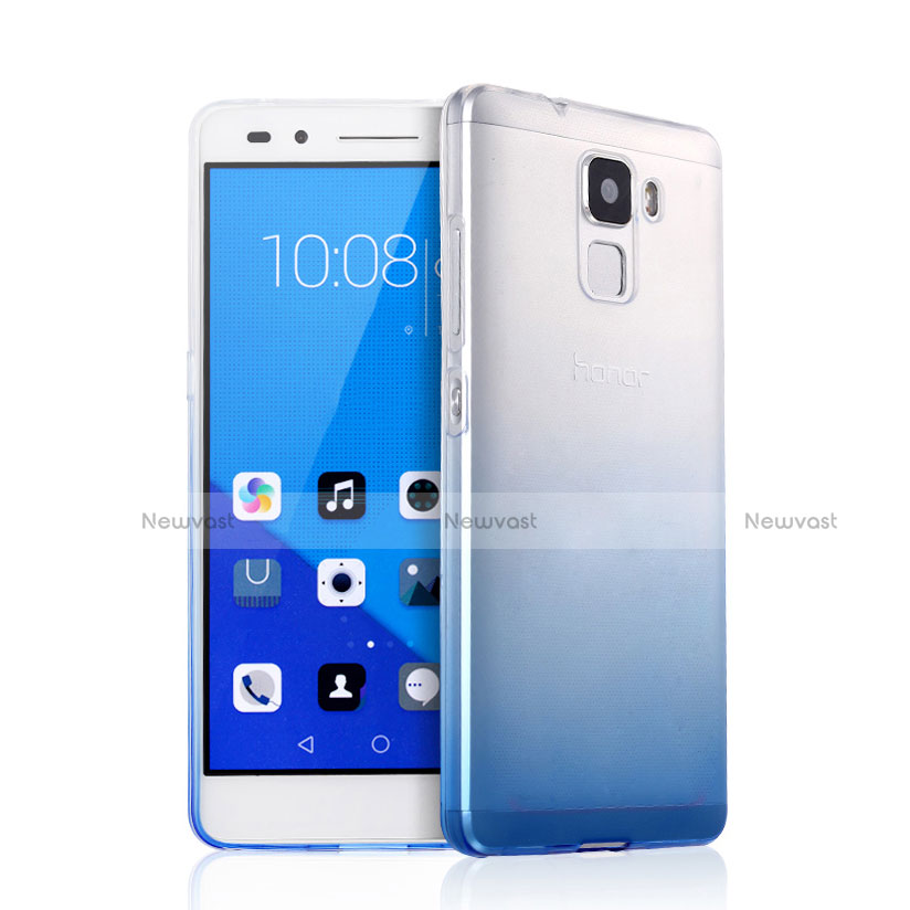 Ultra Slim Transparent Gel Gradient Soft Case for Huawei Honor 7 Dual SIM Blue