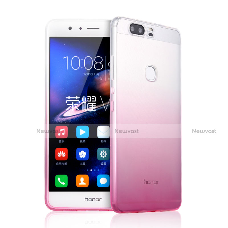Ultra Slim Transparent Gel Gradient Soft Case for Huawei Honor V8 Pink
