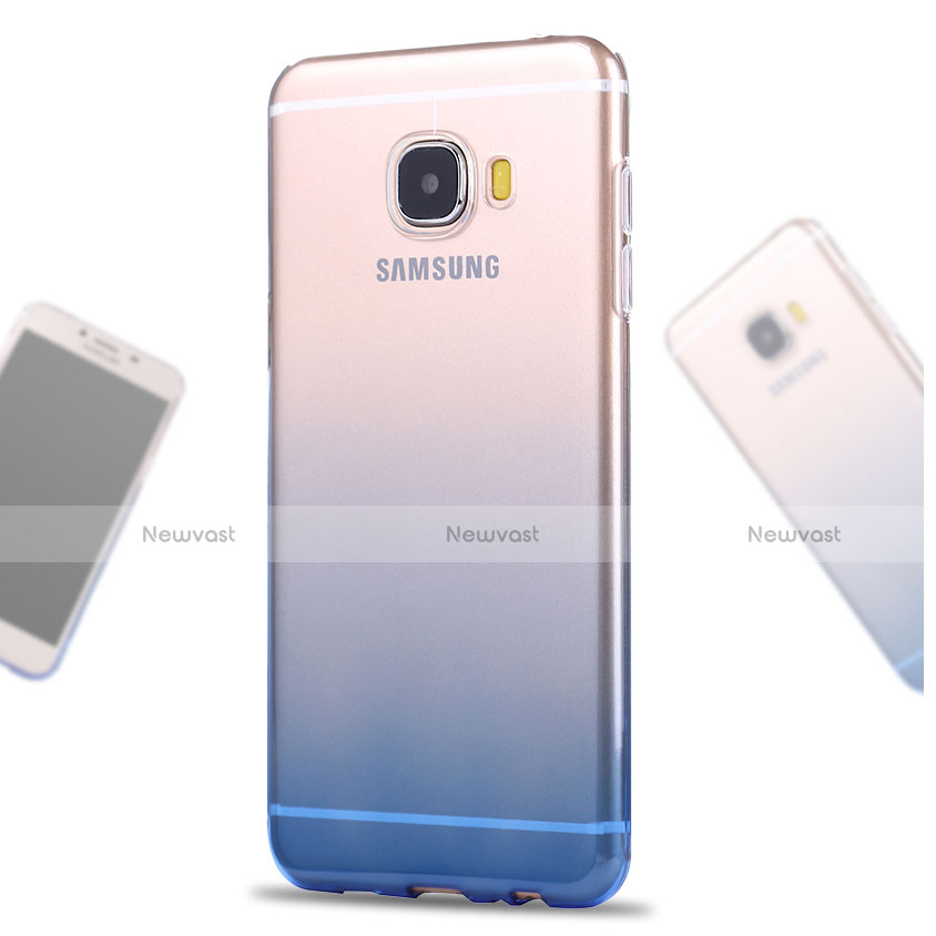 Ultra Slim Transparent Gel Gradient Soft Case for Samsung Galaxy C9 Pro C9000 Blue