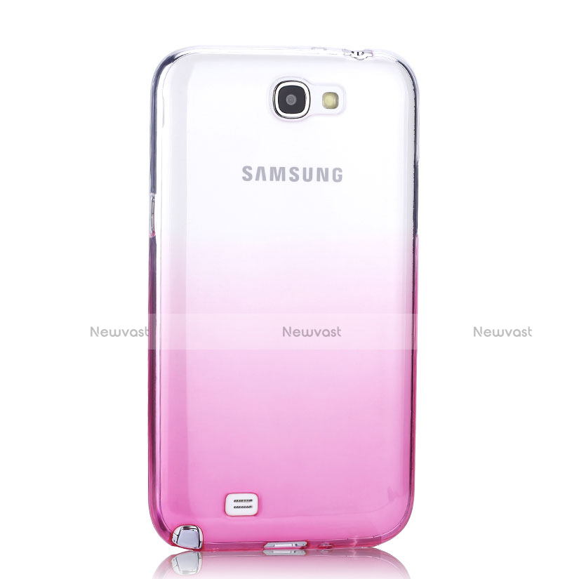 Ultra Slim Transparent Gel Gradient Soft Case for Samsung Galaxy Note 2 N7100 N7105 Pink