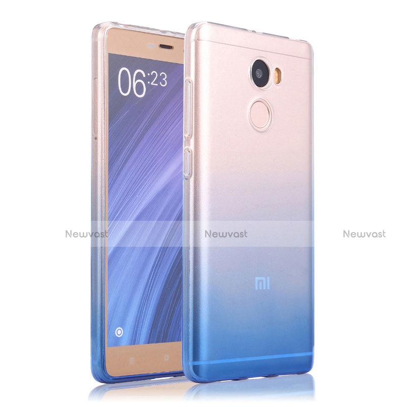 Ultra Slim Transparent Gel Gradient Soft Case for Xiaomi Redmi 4 Standard Edition Blue