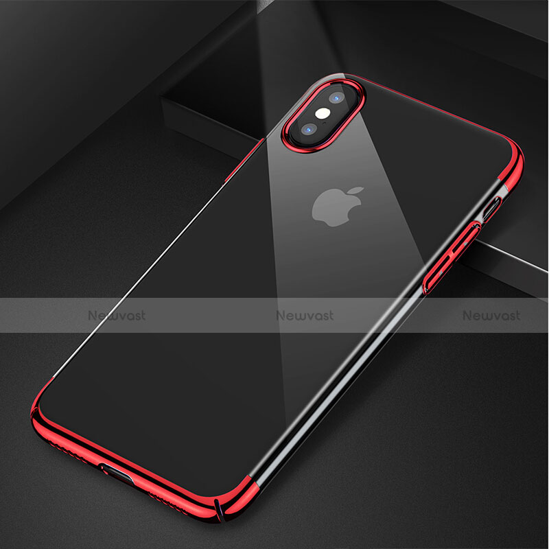 Ultra Slim Transparent Plastic Cover for Apple iPhone X Red