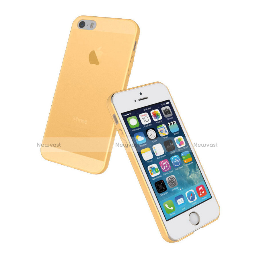 Ultra Slim Transparent Silicone Matte Finish Cover for Apple iPhone 5 Gold