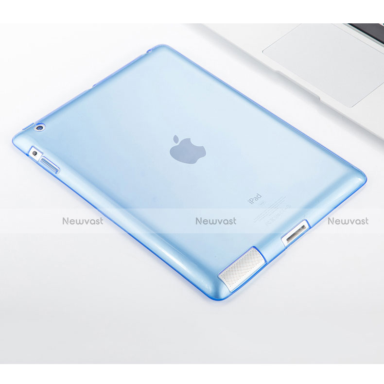 Ultra Slim Transparent TPU Soft Case for Apple iPad 2 Sky Blue