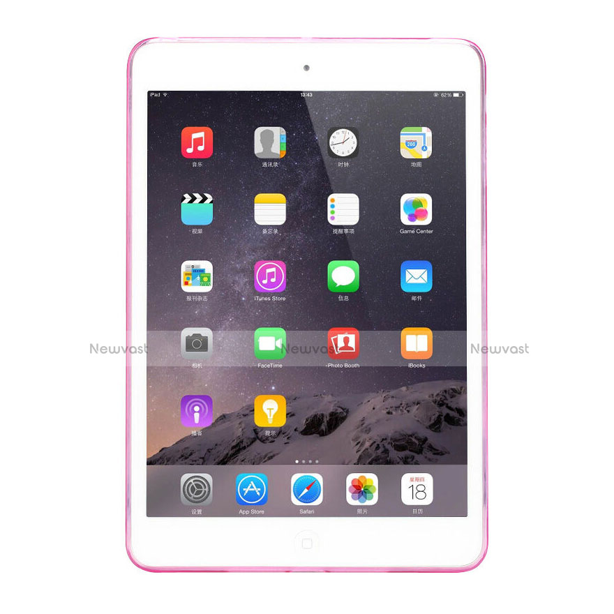 Ultra Slim Transparent TPU Soft Case for Apple iPad Mini 2 Pink
