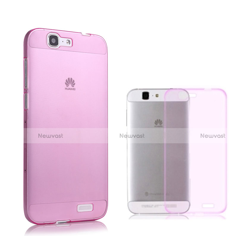 Ultra Slim Transparent TPU Soft Case for Huawei Ascend G7 Pink