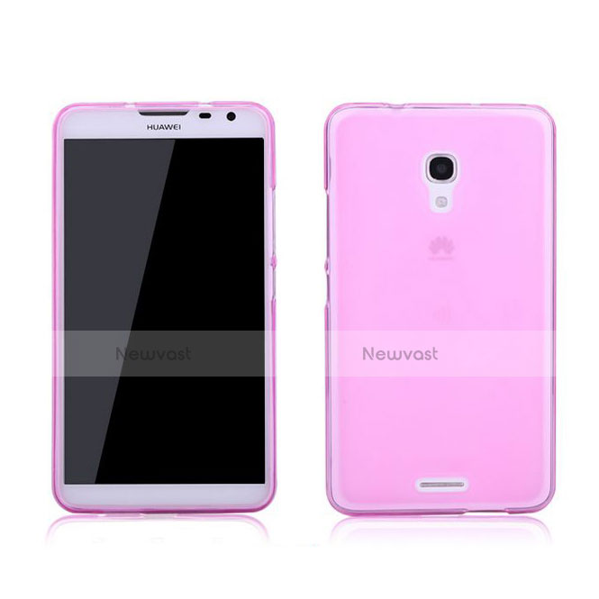 Ultra Slim Transparent TPU Soft Case for Huawei Ascend Mate 2 Pink