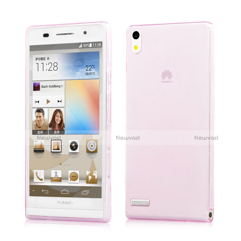 Ultra Slim Transparent TPU Soft Case for Huawei Ascend P6 Pink
