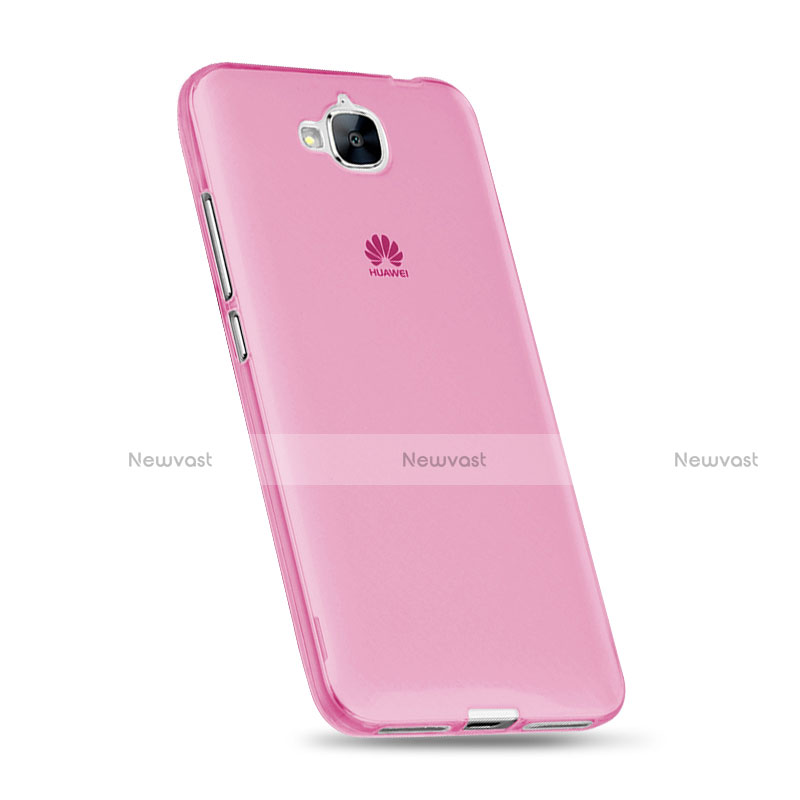 Ultra Slim Transparent TPU Soft Case for Huawei Y6 Pro Pink