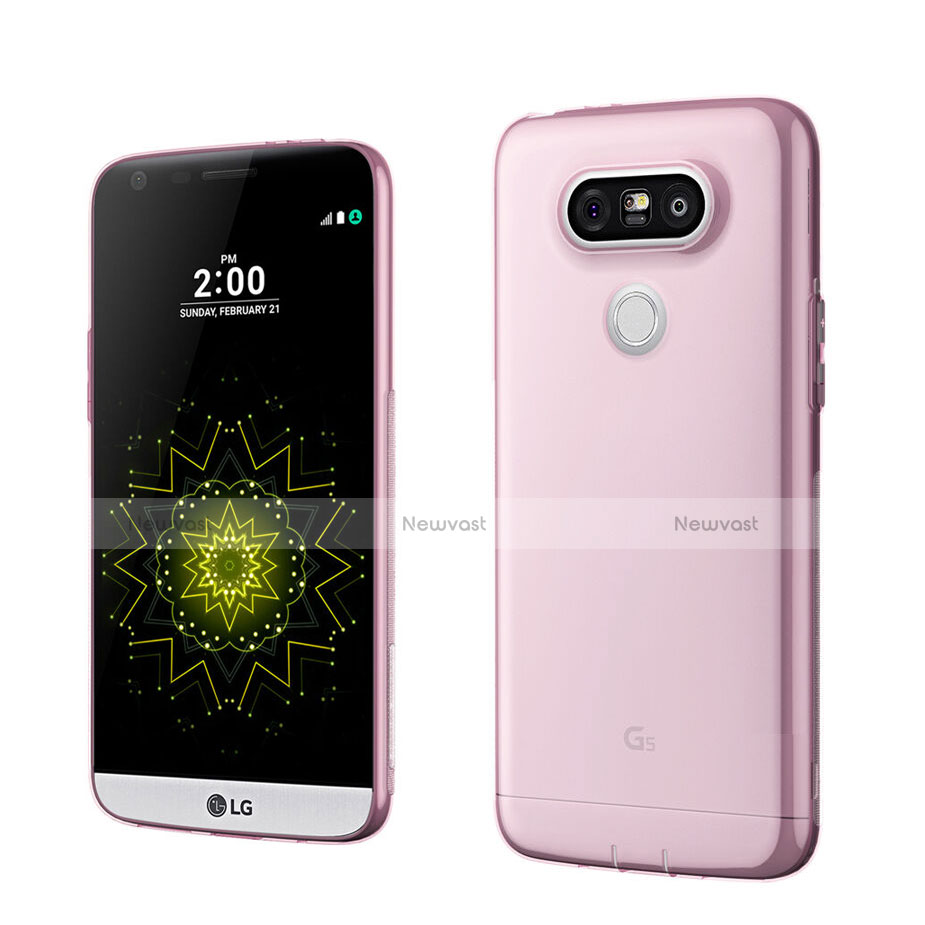 Ultra Slim Transparent TPU Soft Case for LG G5 Pink