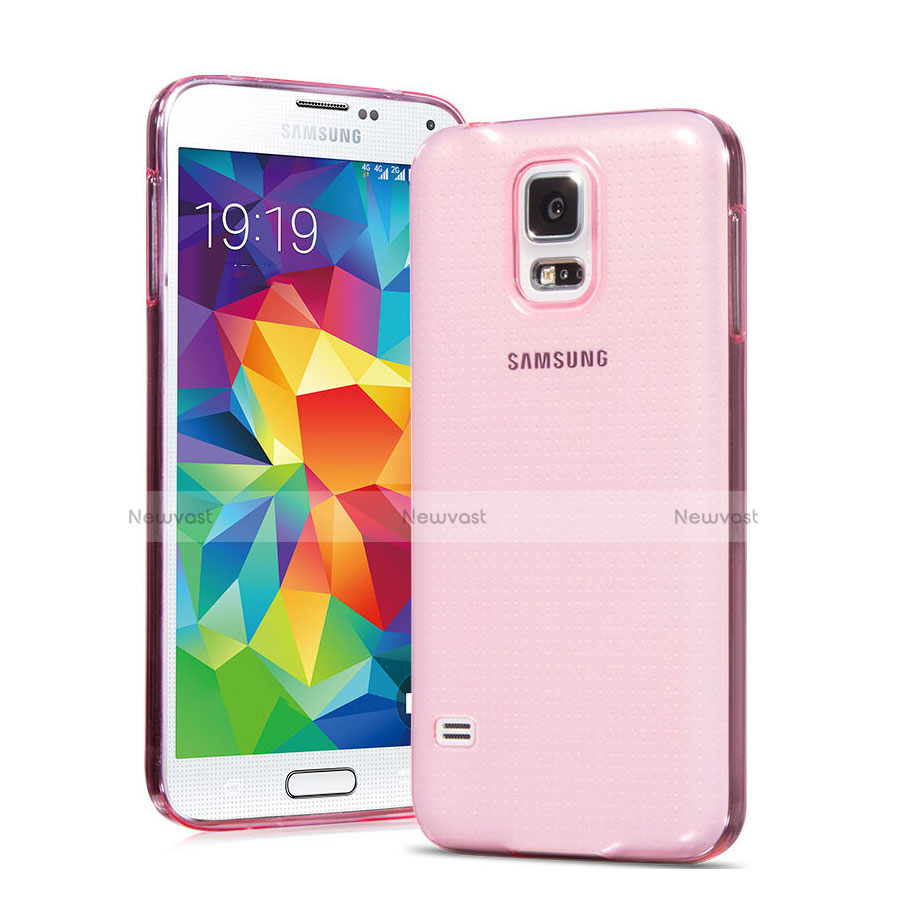 Ultra Slim Transparent TPU Soft Case for Samsung Galaxy S5 Duos Plus Pink