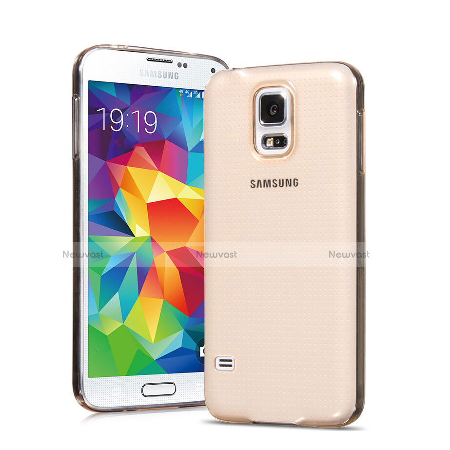 Ultra Slim Transparent TPU Soft Case for Samsung Galaxy S5 G900F G903F Gold