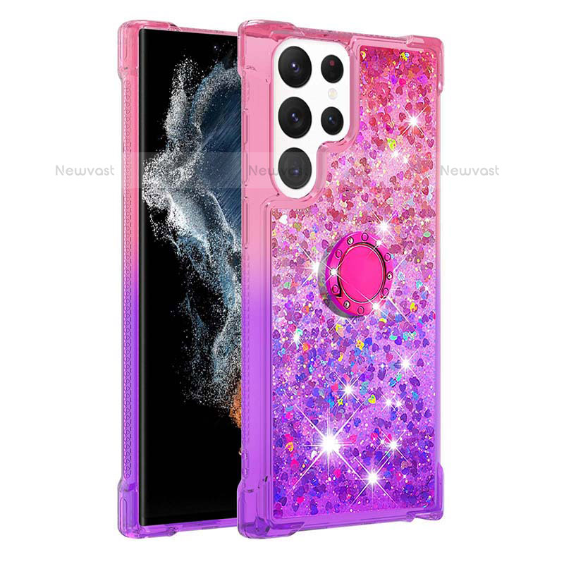 Ultra-thin Silicone Gel Gradient Soft Case Cover Y04B for Samsung Galaxy S22 Ultra 5G Purple