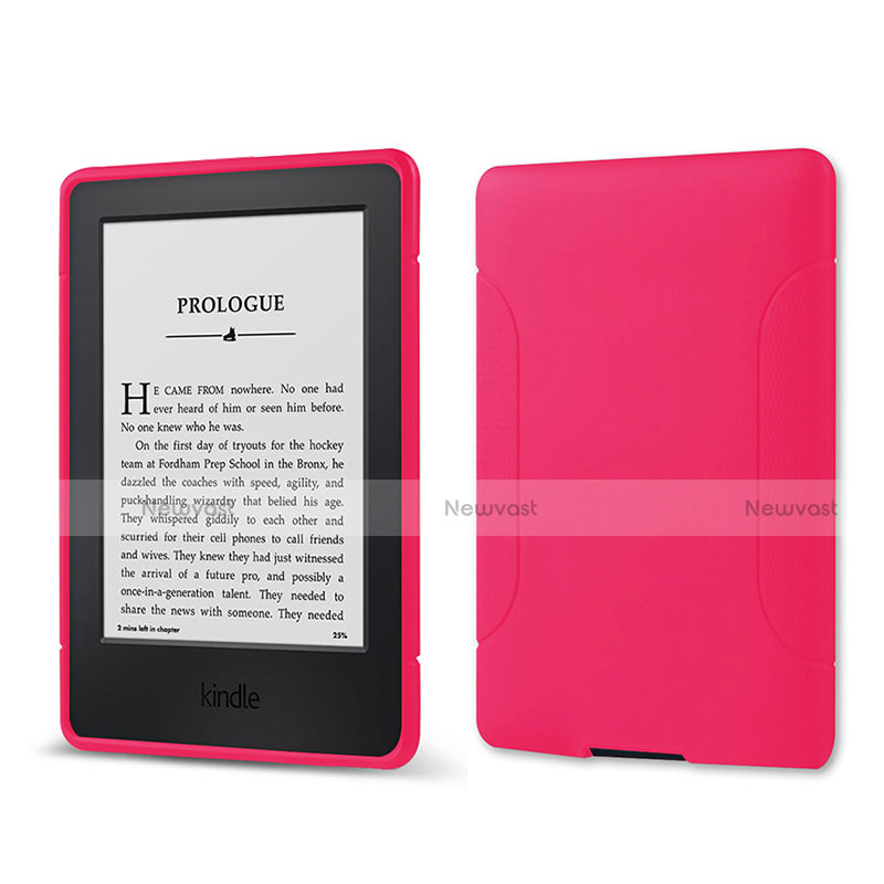 Ultra-thin Silicone Gel Soft Case 360 Degrees Cover for Amazon Kindle 6 inch Hot Pink