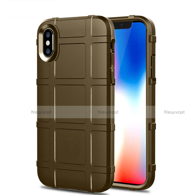 Ultra-thin Silicone Gel Soft Case 360 Degrees Cover for Apple iPhone Xs Brown