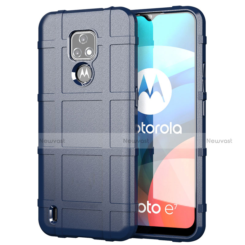 Ultra-thin Silicone Gel Soft Case 360 Degrees Cover for Motorola Moto E7 (2020) Blue