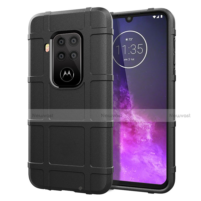 Ultra-thin Silicone Gel Soft Case 360 Degrees Cover for Motorola Moto One Zoom Black