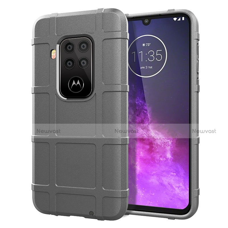 Ultra-thin Silicone Gel Soft Case 360 Degrees Cover for Motorola Moto One Zoom Gray