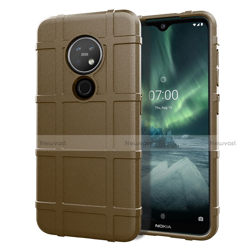 Ultra-thin Silicone Gel Soft Case 360 Degrees Cover for Nokia 7.2 Brown