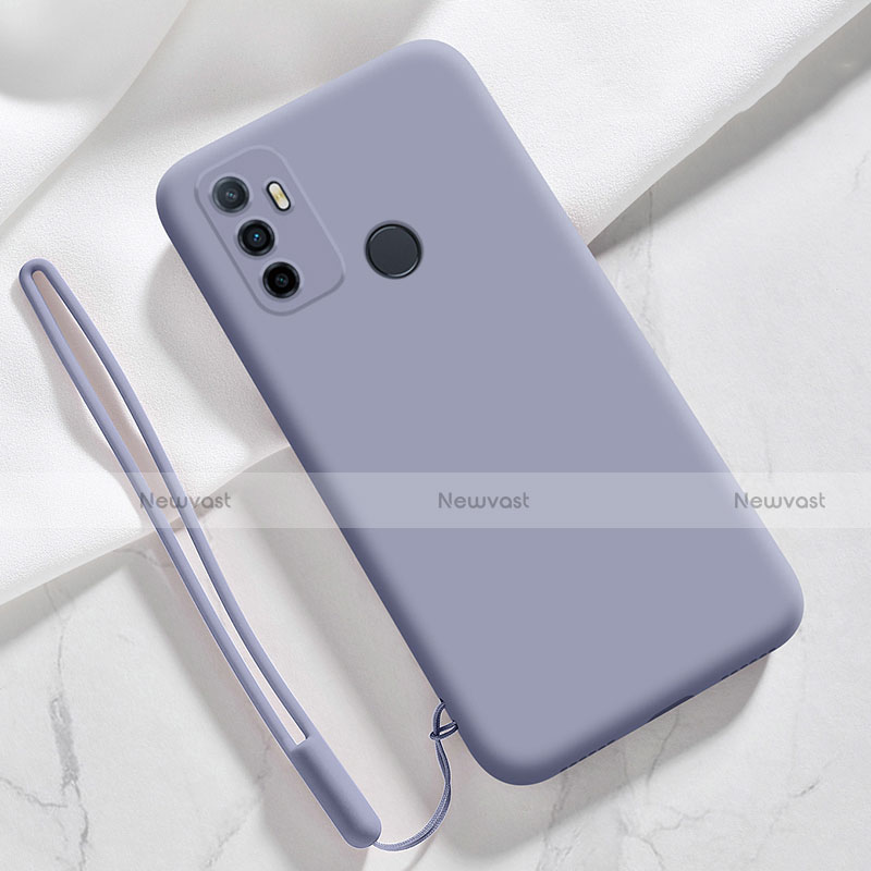 Ultra-thin Silicone Gel Soft Case 360 Degrees Cover for Oppo A32 Lavender Gray