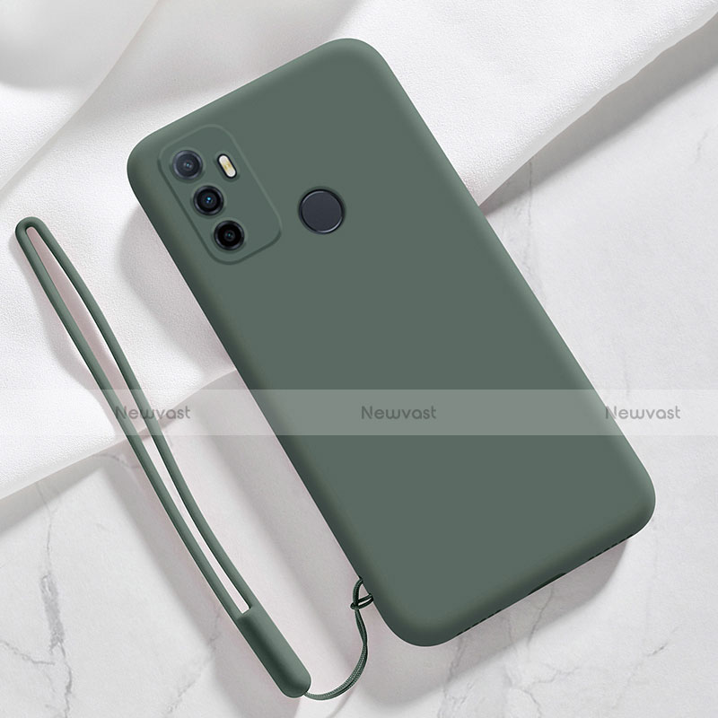Ultra-thin Silicone Gel Soft Case 360 Degrees Cover for Oppo A53s Midnight Green