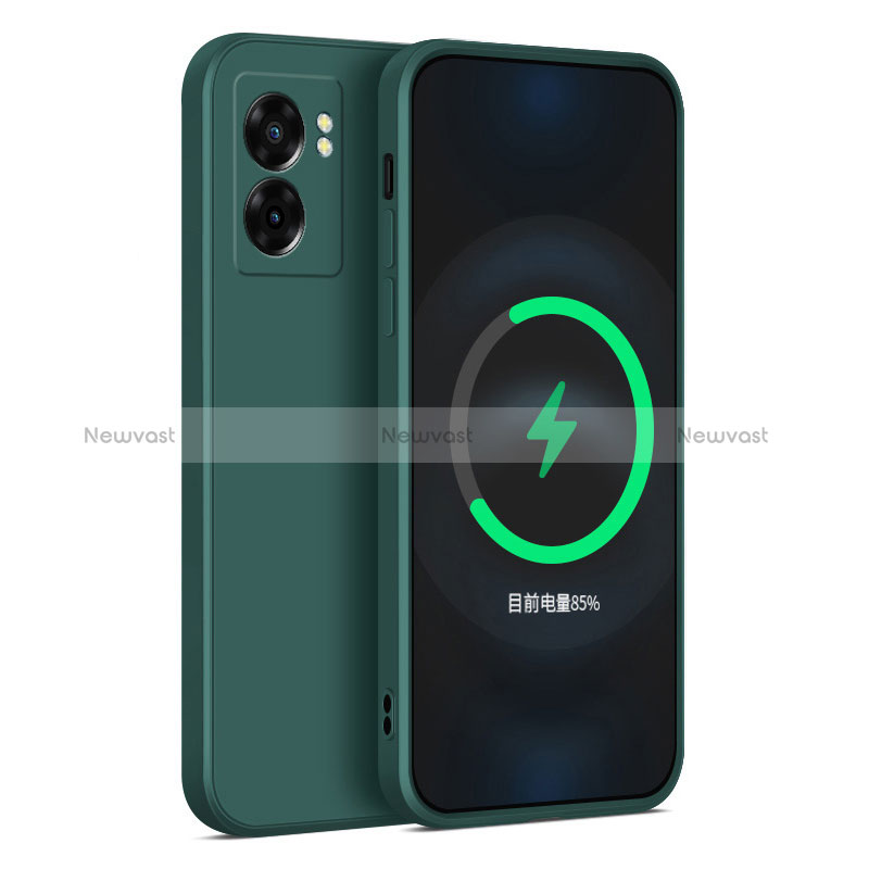 Ultra-thin Silicone Gel Soft Case 360 Degrees Cover for Oppo A56S 5G Midnight Green