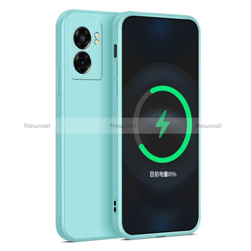 Ultra-thin Silicone Gel Soft Case 360 Degrees Cover for Oppo A56S 5G Mint Blue