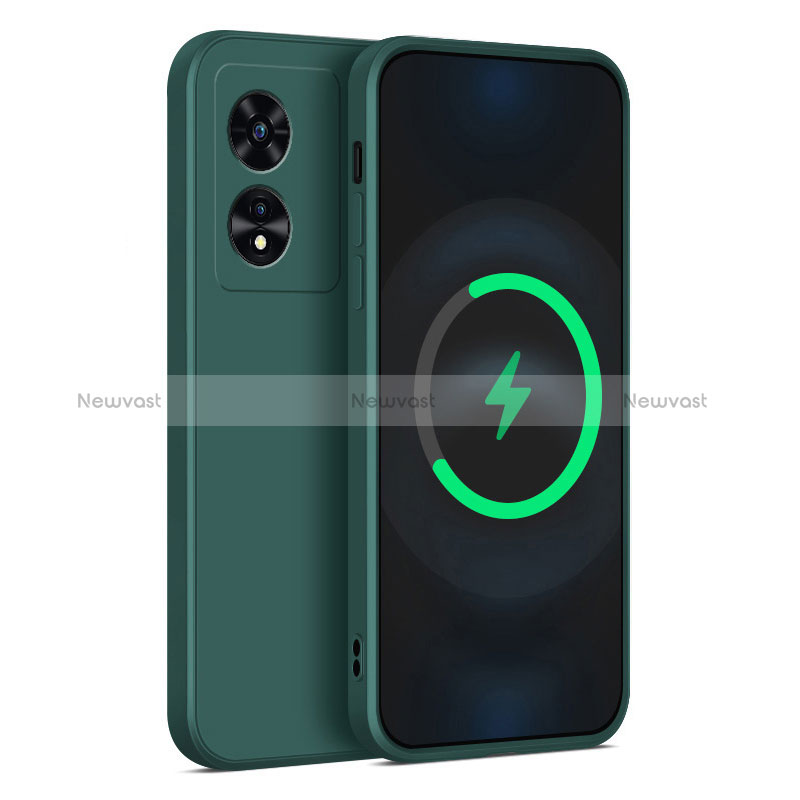 Ultra-thin Silicone Gel Soft Case 360 Degrees Cover for Oppo A58 5G Midnight Green