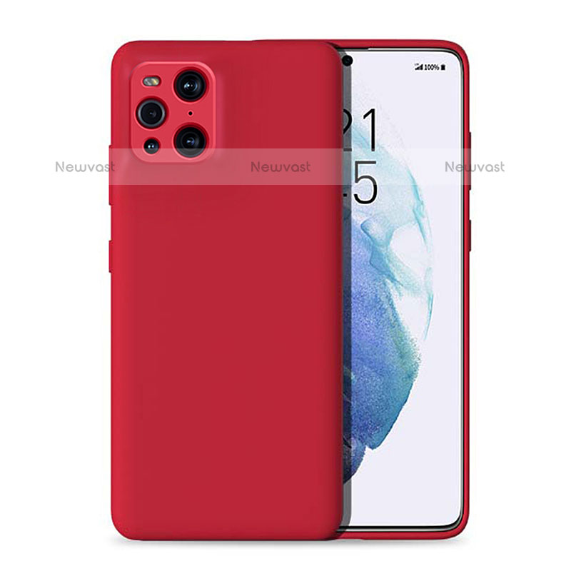 Ultra-thin Silicone Gel Soft Case 360 Degrees Cover for Oppo Find X3 Pro 5G Red
