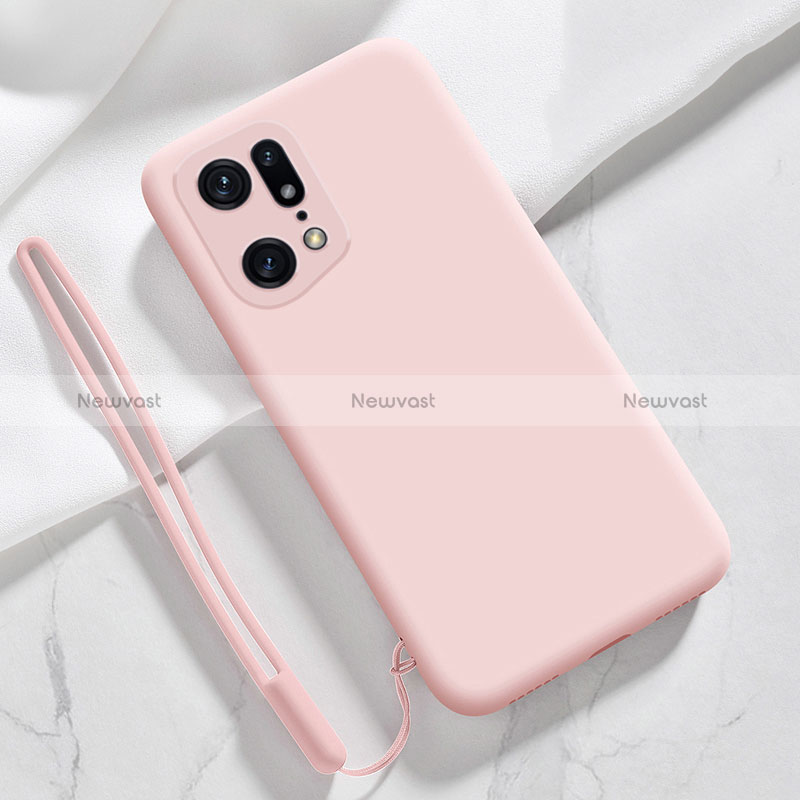 Ultra-thin Silicone Gel Soft Case 360 Degrees Cover for Oppo Find X5 5G Pink
