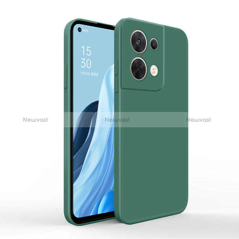Ultra-thin Silicone Gel Soft Case 360 Degrees Cover for Oppo Reno8 5G Green