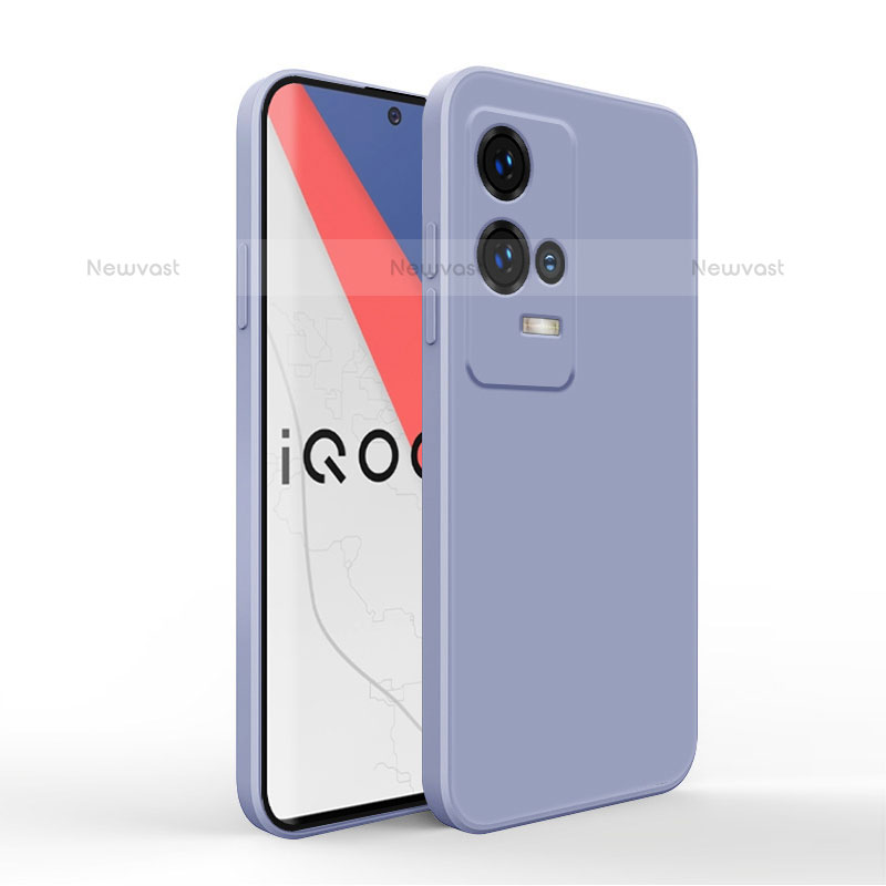 Ultra-thin Silicone Gel Soft Case 360 Degrees Cover for Vivo iQOO 8 Pro 5G Lavender Gray