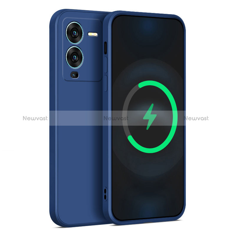 Ultra-thin Silicone Gel Soft Case 360 Degrees Cover for Vivo V25 Pro 5G Blue