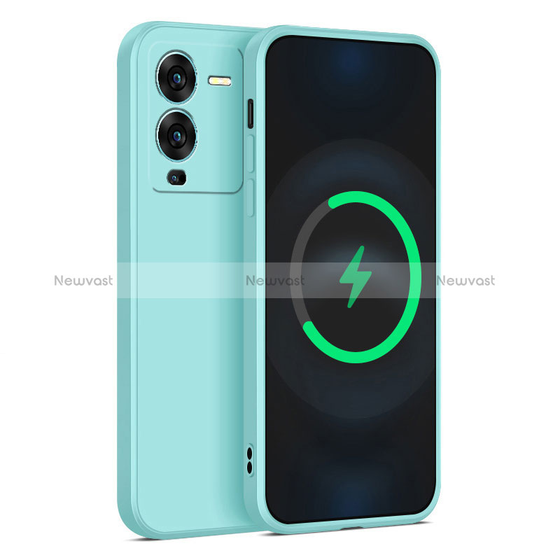 Ultra-thin Silicone Gel Soft Case 360 Degrees Cover for Vivo V25 Pro 5G Cyan
