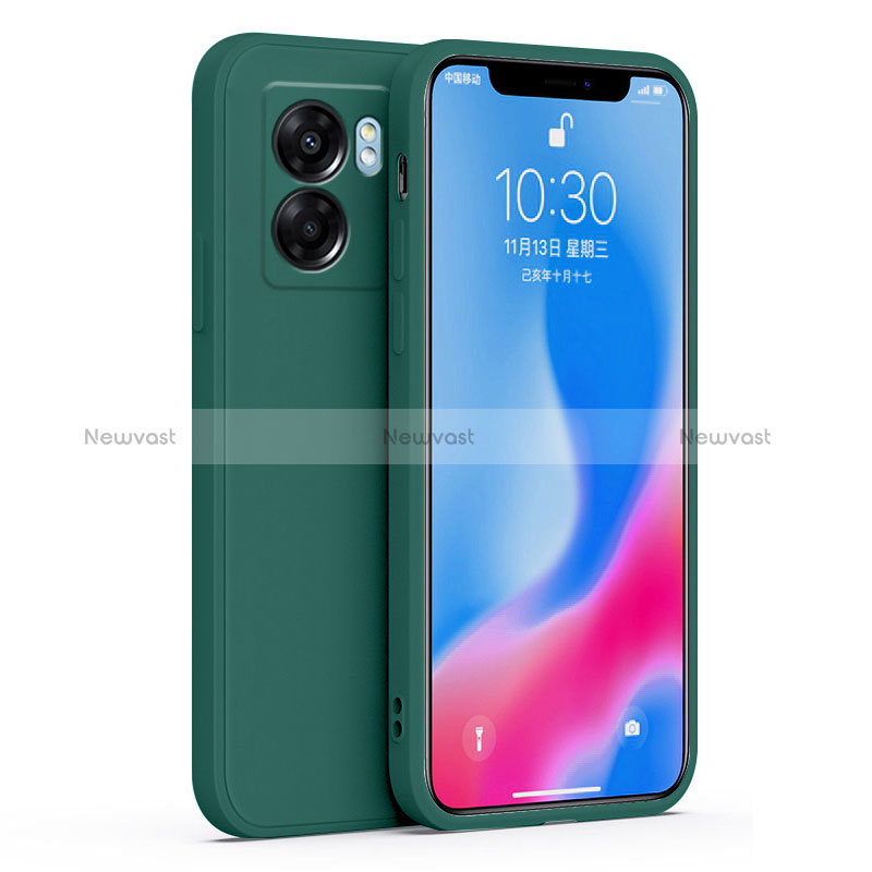Ultra-thin Silicone Gel Soft Case 360 Degrees Cover S01 for Oppo A56S 5G Midnight Green