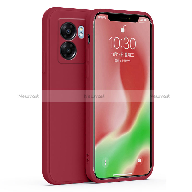 Ultra-thin Silicone Gel Soft Case 360 Degrees Cover S01 for Oppo A56S 5G Red Wine